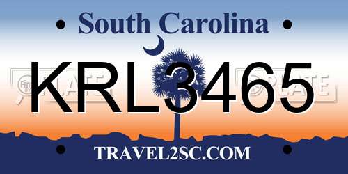 KRL3465 South Carolina License Plate