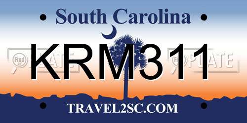KRM311 South Carolina License Plate