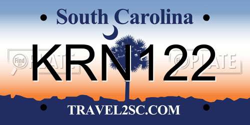 KRN122 South Carolina License Plate