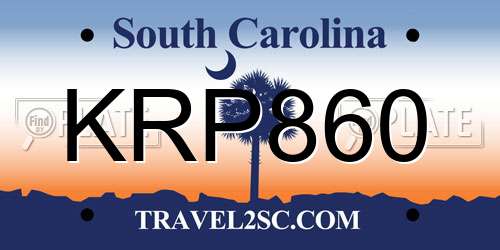 KRP860 South Carolina License Plate