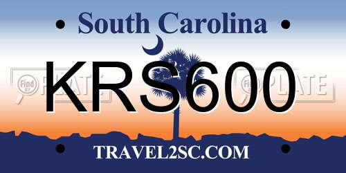 KRS600 South Carolina License Plate