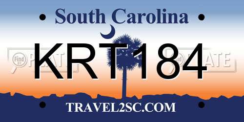 KRT184 South Carolina License Plate