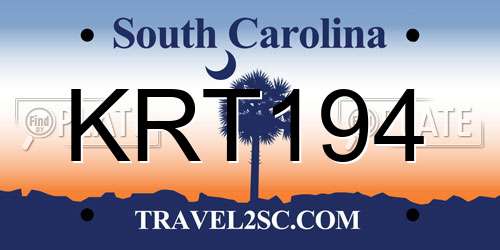 KRT194 South Carolina License Plate