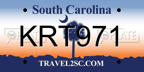 KRT971 South Carolina License Plate