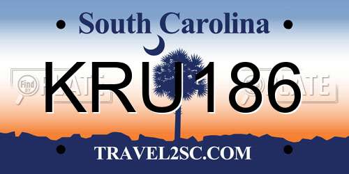 KRU186 South Carolina License Plate