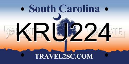 KRU224 South Carolina License Plate