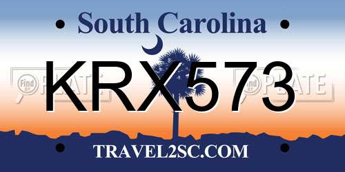 KRX573 South Carolina License Plate