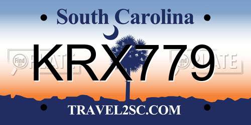 KRX779 South Carolina License Plate