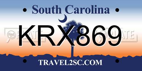 KRX869 South Carolina License Plate