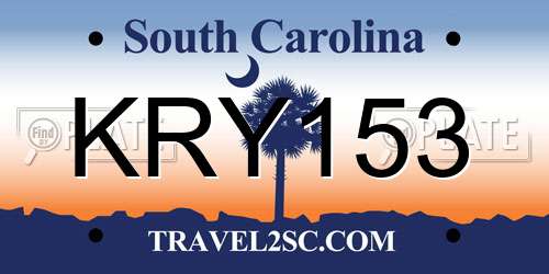 KRY153 license plate in SC state