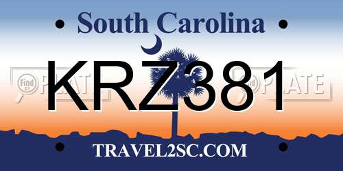 KRZ381 South Carolina License Plate