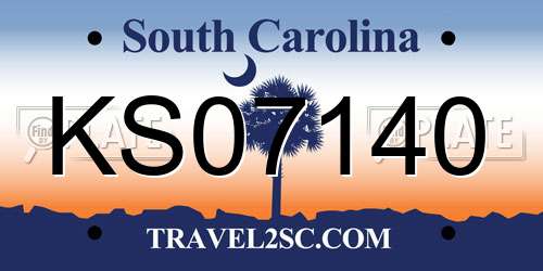 KS07140 South Carolina License Plate