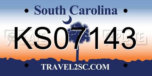 KS07143 South Carolina License Plate