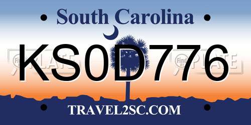 KS0D776 South Carolina License Plate