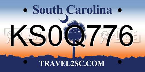 KS0Q776 South Carolina License Plate