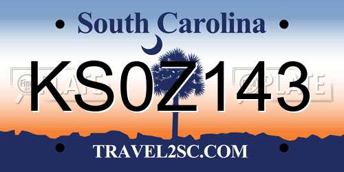 KS0Z143 South Carolina License Plate