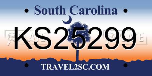 KS25299 South Carolina License Plate