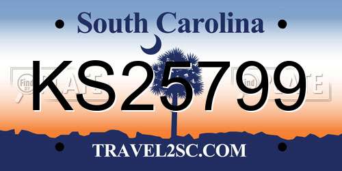 KS25799 South Carolina License Plate
