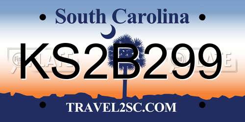 KS2B299 South Carolina License Plate