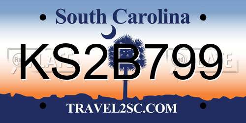 KS2B799 South Carolina License Plate