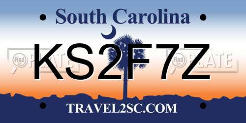 KS2F7Z South Carolina License Plate