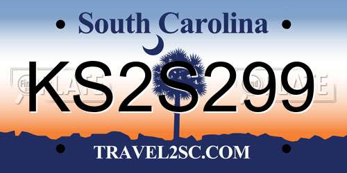 KS2S299 South Carolina License Plate