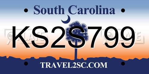 KS2S799 South Carolina License Plate