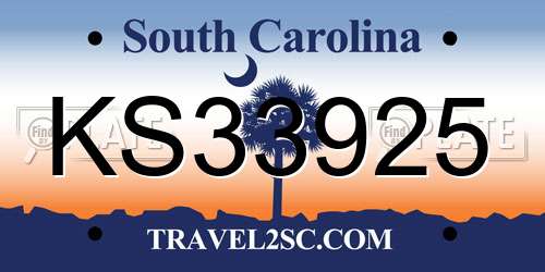 KS33925 South Carolina License Plate