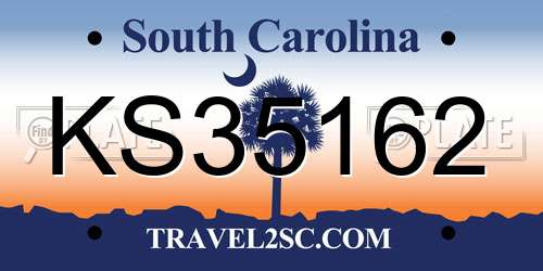 KS35162 South Carolina License Plate