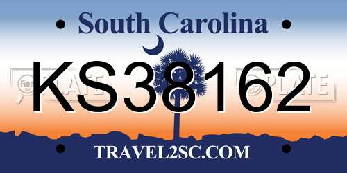 KS38162 South Carolina License Plate