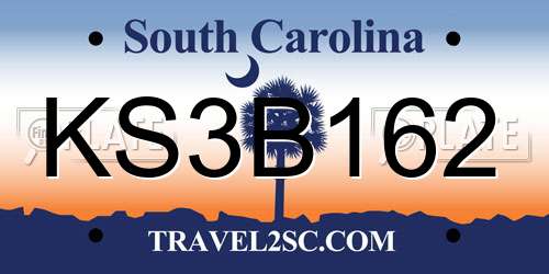 KS3B162 South Carolina License Plate