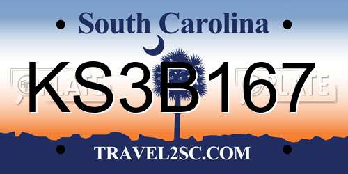KS3B167 South Carolina License Plate