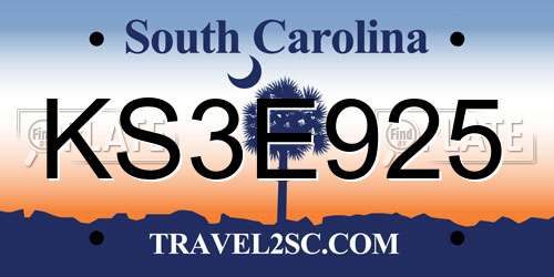 KS3E925 South Carolina License Plate