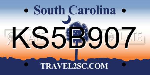 KS5B907 South Carolina License Plate