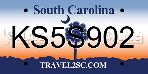 KS5S902 South Carolina License Plate