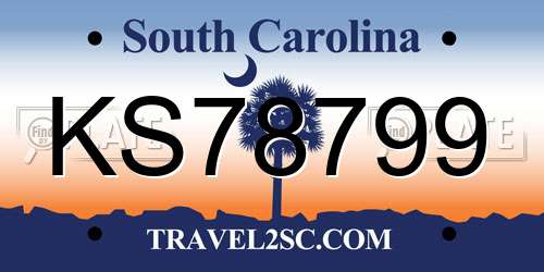 KS78799 South Carolina License Plate