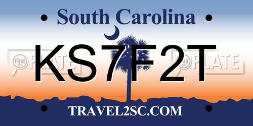 KS7F2T South Carolina License Plate