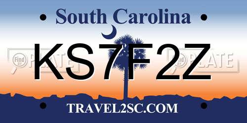 KS7F2Z South Carolina License Plate
