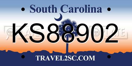 KS88902 South Carolina License Plate