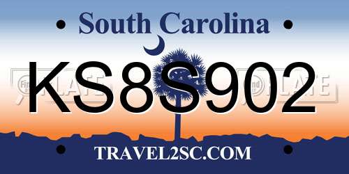 KS8S902 South Carolina License Plate