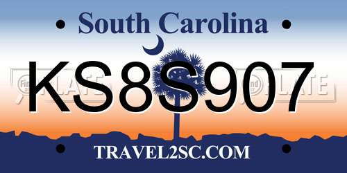 KS8S907 South Carolina License Plate