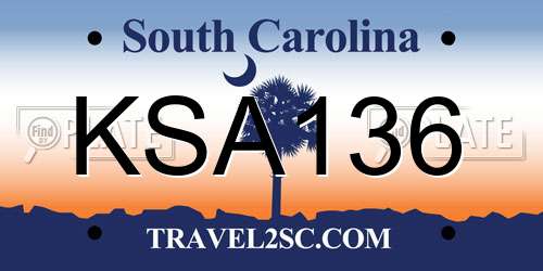 KSA136 South Carolina License Plate