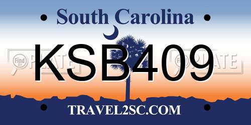 KSB409 South Carolina License Plate