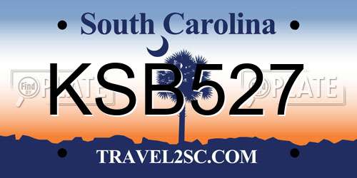 KSB527 South Carolina License Plate