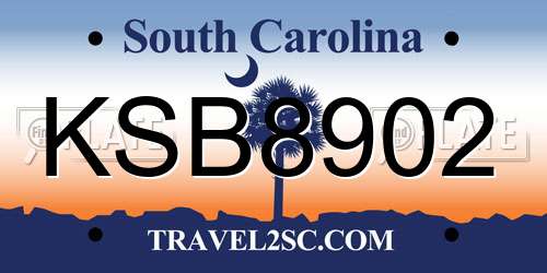 KSB8902 South Carolina License Plate
