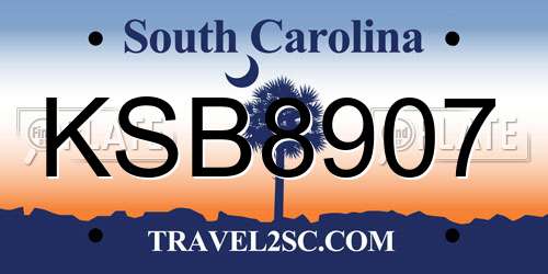 KSB8907 South Carolina License Plate