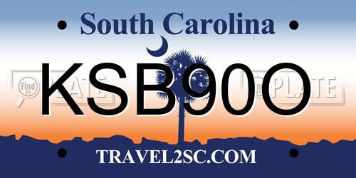 KSB90O South Carolina License Plate