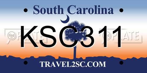 KSC311 South Carolina License Plate
