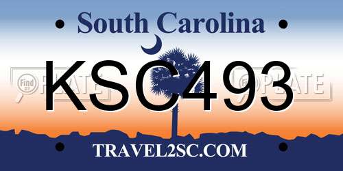 KSC493 South Carolina License Plate