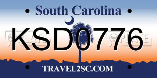 KSD0776 South Carolina License Plate